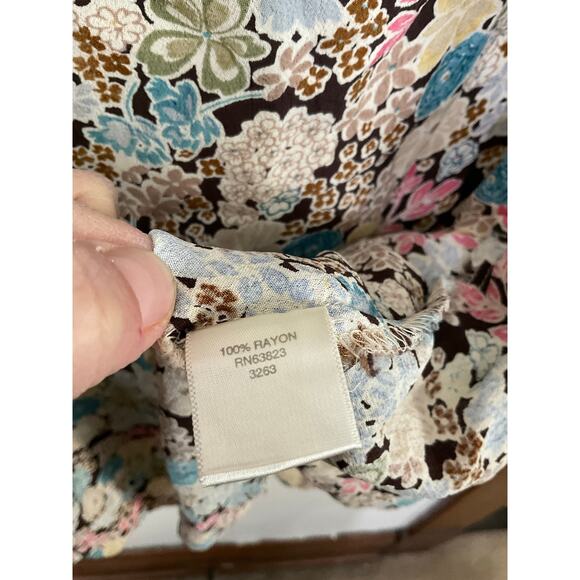 VTG 90s Christopher & Banks Floral Bright Boho Midi Skirt Size 8 Medium - Picture 5 of 6